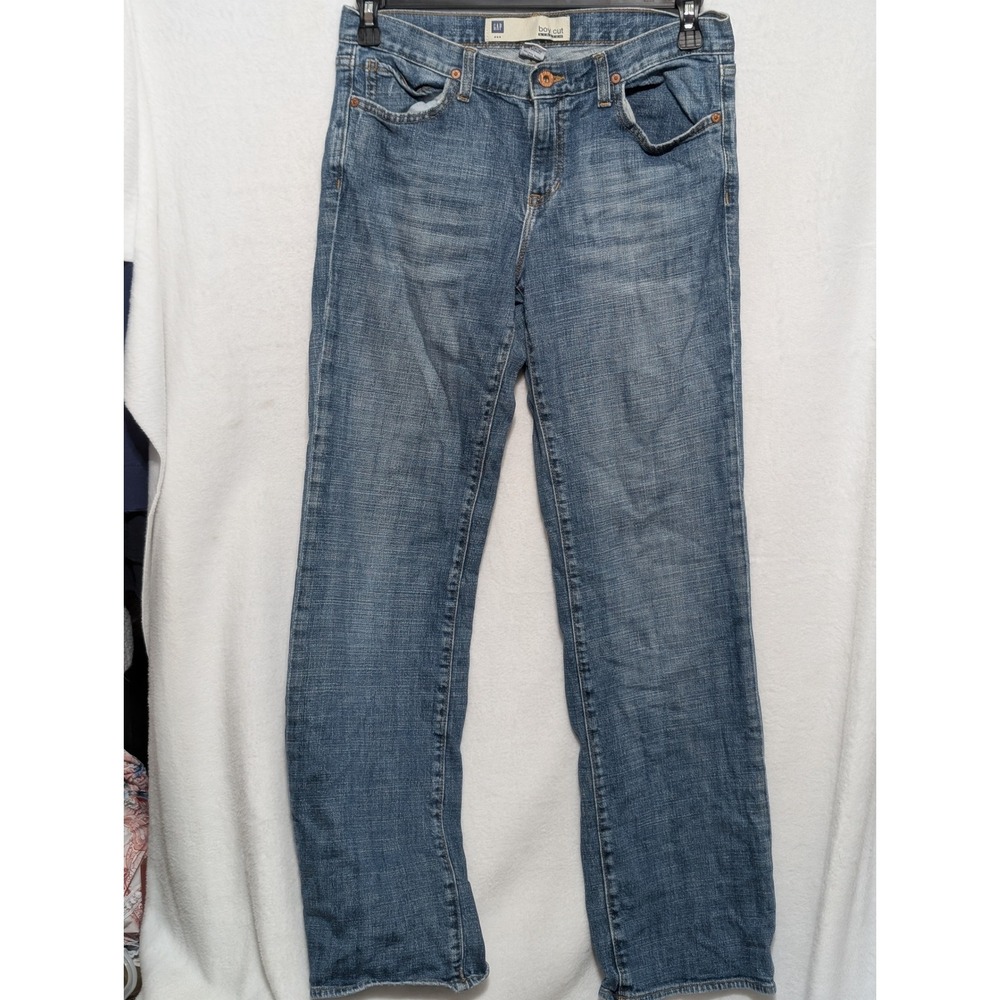Gap Boy Cut Stretch Jeans Womens 6 Regular Medium Wash Straight Leg Denim